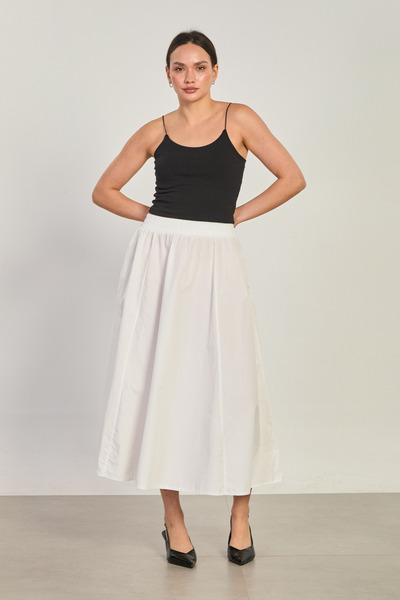 BARRELS AND OIL Women's Elastic Waist Skirt - White