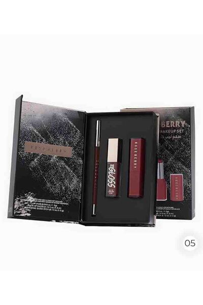 ROSE BERRYY طقم الشفاه الملكي05: Liner, Lipstick, and Lip Gloss ب3 لمسات تحوّ...