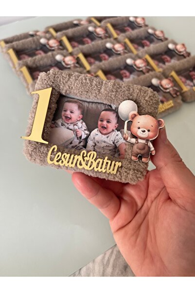 MileV İkiz bebek fotoğraflı 1 yaş magneti (10 adet)