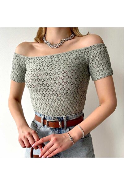 franky B Women's Madonna Collar Seersucker Textured Blouse Knitwear