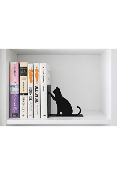 B2 Studio Minimalist Kedi Tasarım Kitap Standı - Modern Kitaplık Aksesuarı ve...