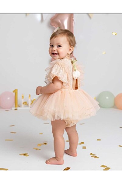 Cumino Baby Girl Lace Jumpsuit with Back Detail