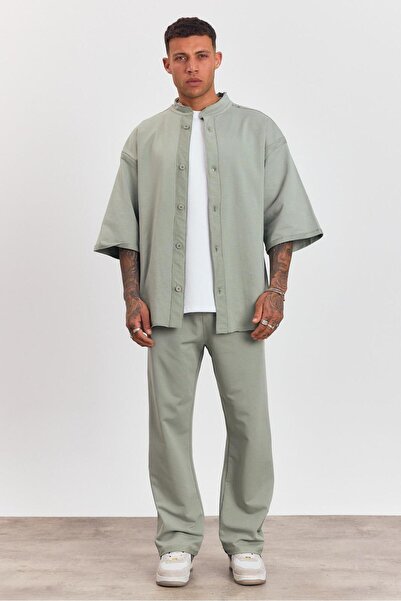 MADZEYMODA Men's Green Oversize Top and Bottom Set – Loose Fit Kimono Sleeve ...