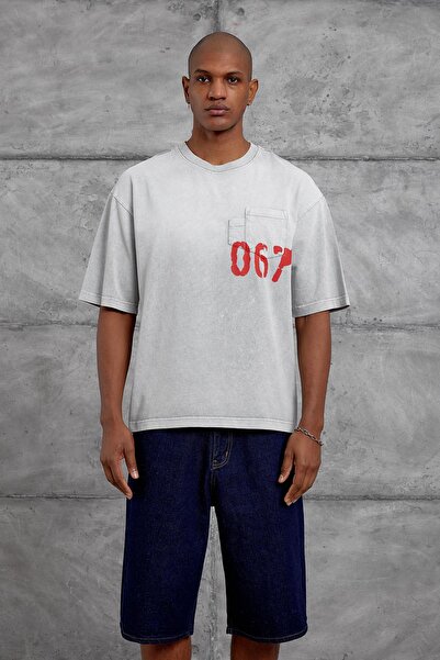 NOMARC Gray 067 Printed Oversize Washable T-Shirt