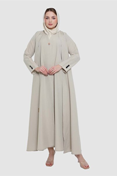 mothhela Stylish abaya with beige buttons