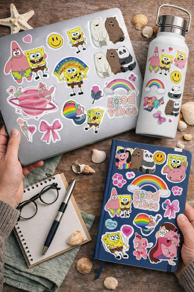 Limitless Design Cute Character Sticker Set – Cartoon & Good Vibes Stickers –...