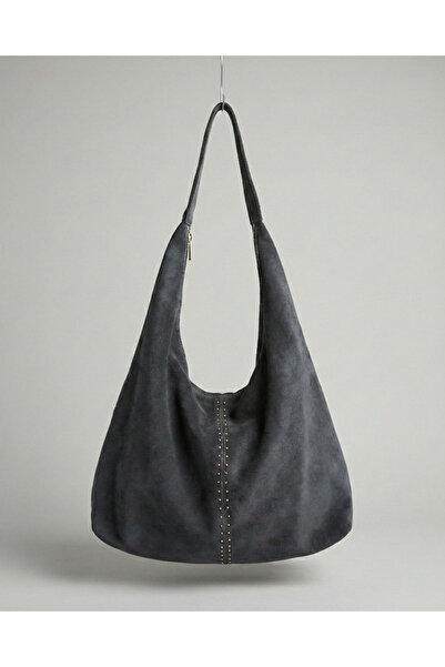 heybelprive Hakiki Süet Deri Petrol Mavisi Salaş Hobo Omuz Çantası - Özel Tas...