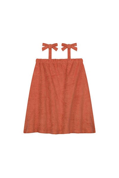 PETIT-ATELlER PETIT ATELIER Coral Terry Bow Strap Dress Kids Sleeveless Elast...