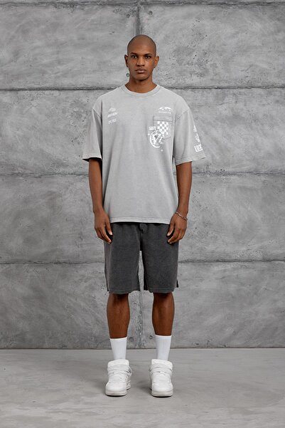 NOMARC Gray Cep Print Washable Oversize Tshirt