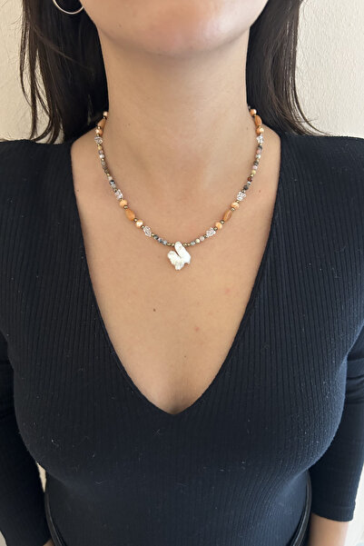 Suerte Accessories El Yapımı Akik Ay Taşı Hematit Doğal Taş Barok İnci Uçlu M...