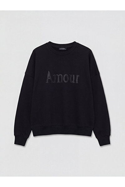 LC Waikiki НОВИЙ СЕЗОН ВІД GÜLİS GİYİM: Чорний жіночий светр оверсайз з кругл...