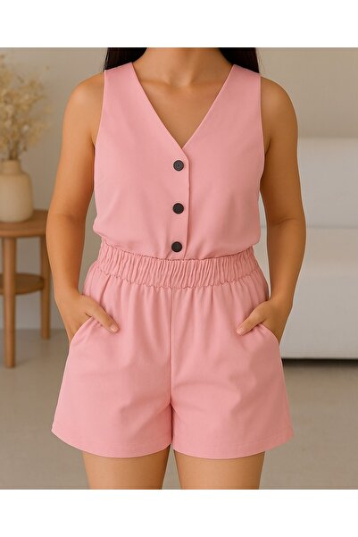 shop Set de 2 piese pentru fete: vestă țesută și pantaloni scurți cu detalii ...