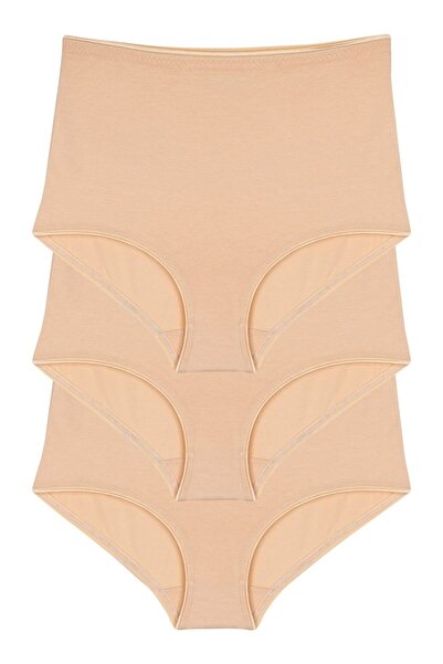 KAİZEN 3-piece beige women's panties, medium height