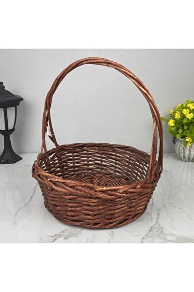 sallat almawasim Brown Straw Basket with Upper Handle