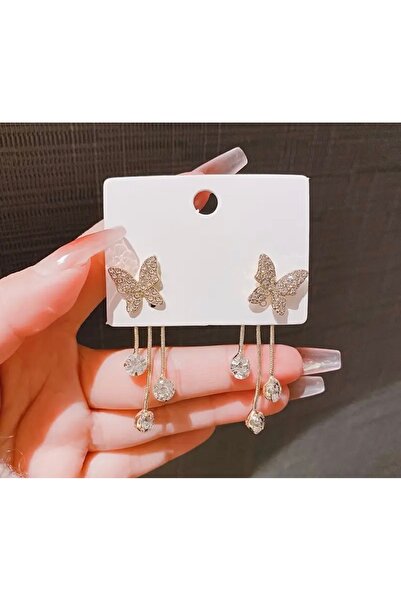 poyas Stone-Encrusted Evening Dress Wedding Henna Engagement Butterfly Earrings