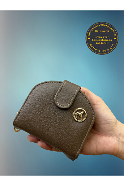 shiny ever Half Moon Mink Soft Leather Women's Wallet with Gold Detail