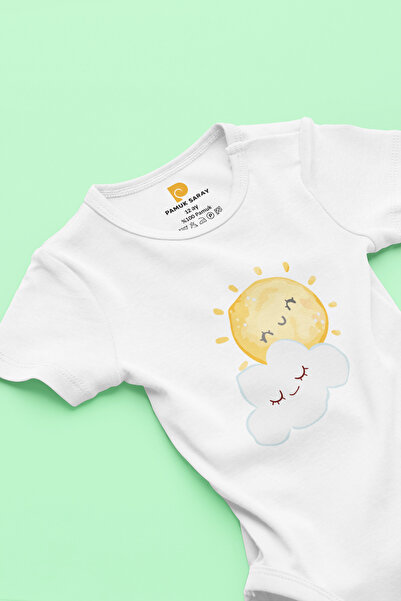 LilJoy Organic 100% Cotton Cute Sun Cloud Printed Short Sleeve Snap Fastener ...