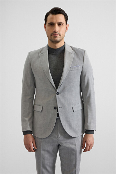 SÜVARİ Gri Slim Sivri Yaka 6 Drop Takım Elbise