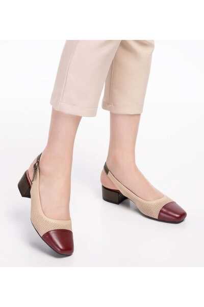 Zenvea Genuine Leather Colorful Combination Classic Heeled Shoes Sdt.401-Burg...