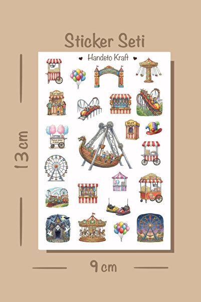 Handeto Kraft Σετ αυτοκόλλητων με θέμα το λούνα παρκ, αυτοκόλλητα για λεύκωμα...