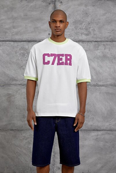 NOMARC Phosphorescent Green Collar C7Er Printed Oversize Tshirt