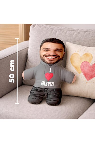 Minik Sevgilim Peluş Oyuncak Kişiye Özel Fotoğraflı Sevgiliye Hediye - 50cm - Erkek