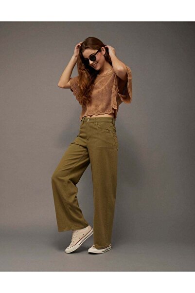 AMERICAN EAGLE AE Stretch Super High-Waisted Wide-Leg Pant