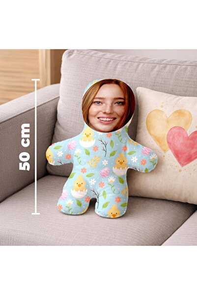 Motto Gift Civciv Tasarımlı Kişiye Özel Sevimli Fotoğraflı Peluş Oyuncak Mavi...