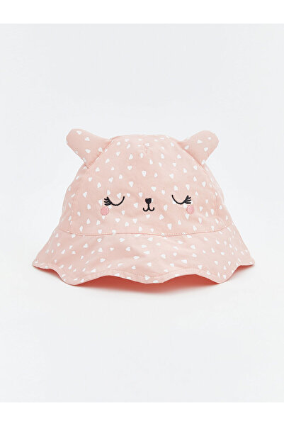 LC Waikiki قبعة دلو للأطفال البنات من مجموعة إلسيفا باللون الوردي مع شكل حيوان