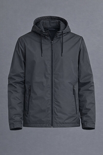 DAMGA JEANS Ανδρικό αδιάβροχο και αντιανεμικό Basic Daily Smoked