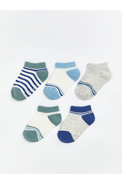 LC Waikiki M&B Collection Ecru Baby Boy Striped Booties Socks 5-Pack