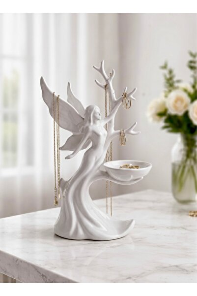 lysiaaccessory Melek Figürlü Takı Standı – Beyaz 3D Baskı Dekoratif Takı Askı...