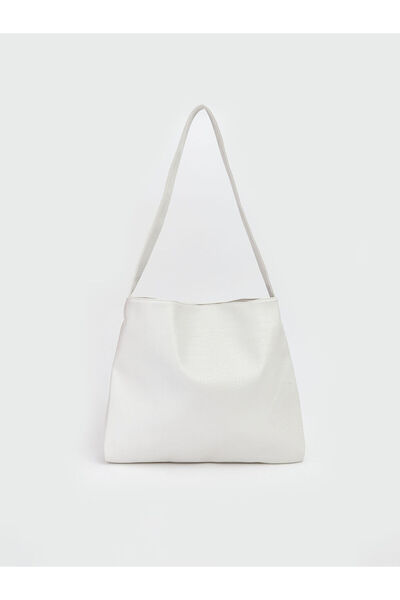 LC Waikiki White Crocodile Patterned Women's Shoulder Bag