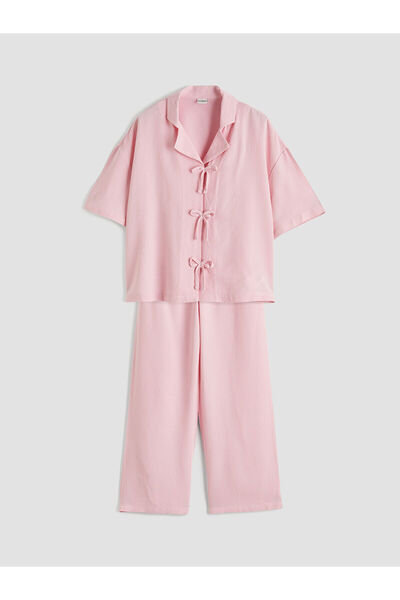 LC Waikiki Pembe Keten Karışımlı Kız Çocuk Bluz ve Pantolon