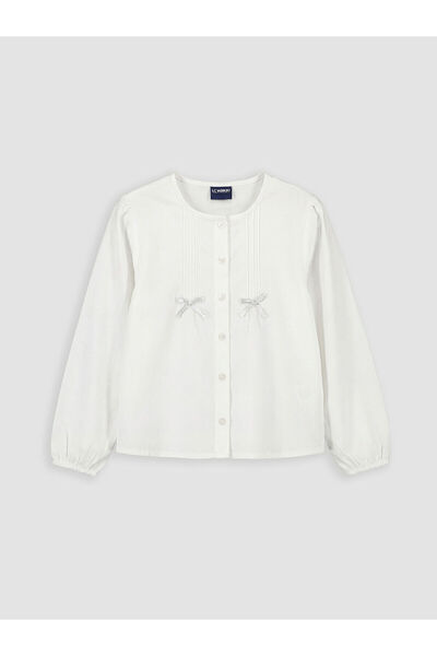 LC Waikiki Πουκάμισο ποπλίνα για κορίτσια με φιόγκο (S6)