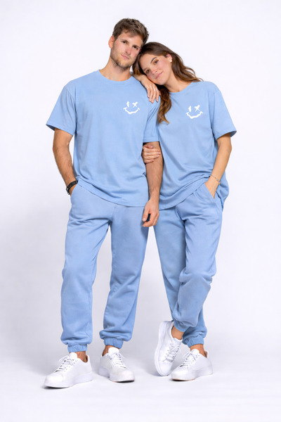 NEVERMIND Tricou pentru cuplu, oversize, unisex, set de 2 piese