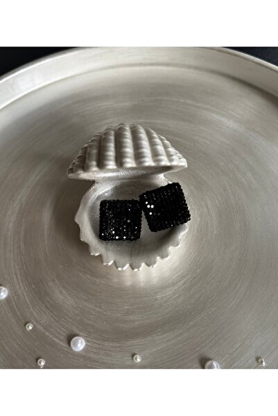 shop Black Crystal Stone Square Earrings