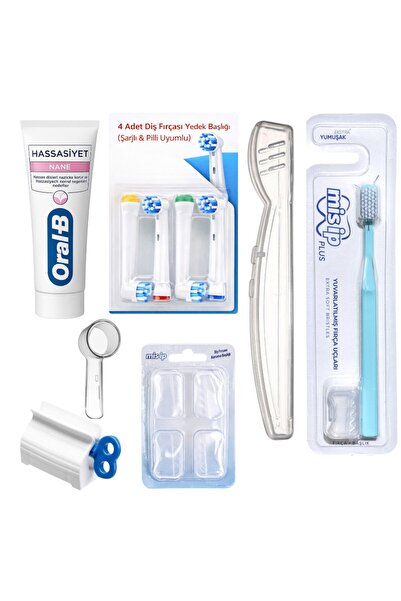 Oral-B Ağız Bakım Seti – Şarjlı & Pilli Uyumlu Yedek Başlık, Diş Macunu ve Ba...