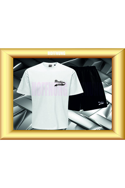 HOFFNUNG Unisex Casual Short Sleeve Set with Brooklyn Print Outdoor Spring/Su...