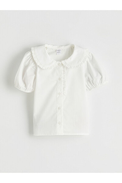 LC Waikiki Peak New Season Ruffled Peter Pan collar Poplin Girls' Shirt