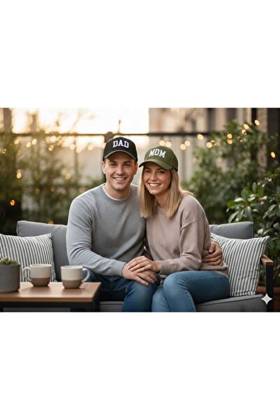 Betülce طقم قبعات مزدوجة مكتوب عليها ماما وبابا - قبعتان متطابقتان للأم والأب...