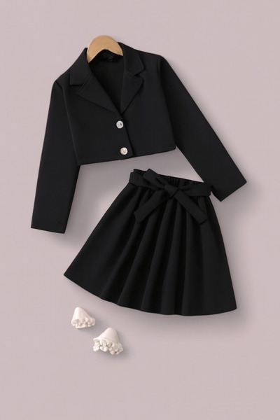 shop Girl's 2-Piece Combination Woven Jacket and Skirt with Belt