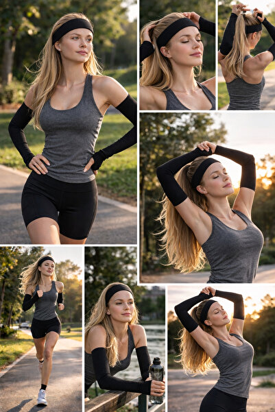 RİEMA Γυναικείο Σετ Τρεξίματος Sportsman Bandana με Ελαστικό Σετ Τρεξίματος 4...