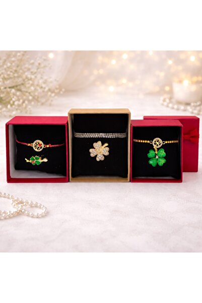 velve Pachet Martisor 3 seturi premium bratara si brosa trifoi, ambalate indi...