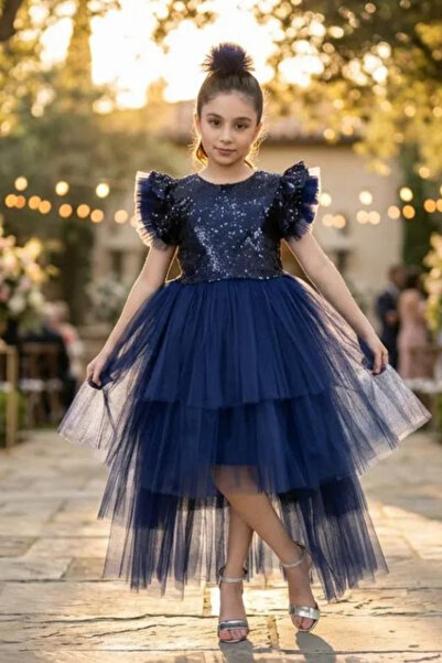 tny kids collection Girls' Sequined Tutu Dress with Trail