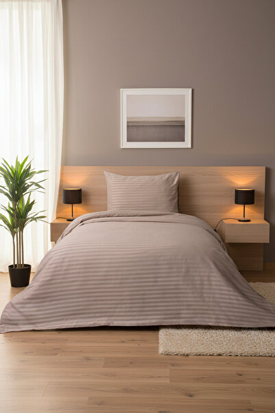 linessia home Single Premium Cotton Satin Striped Duvet Cover Set
