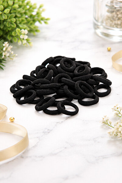 Renkli kids Black Mini Towel Elastic Hair Clips Set for Girls, 20 Pieces - 2 cm