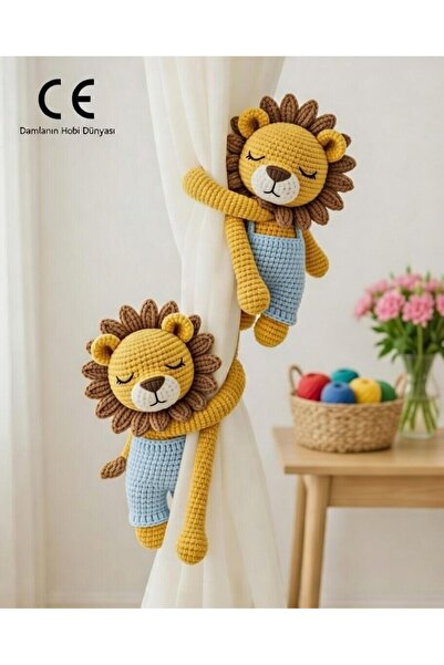 Damla Amigurumi Aslan 2li perde tutucu