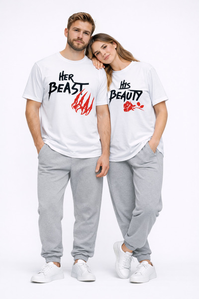 NEVERMIND Set de tricouri unisex pentru cupluri, supradimensionate, cu mesaju...