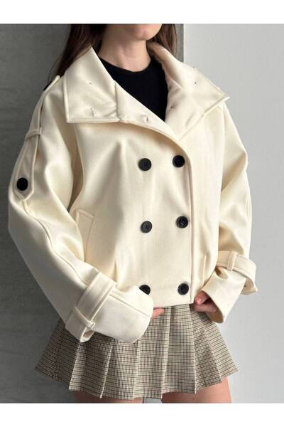 Bossago Women's Double-Breasted Buttoned Comfortable Fit Seasonal Bomber Text...